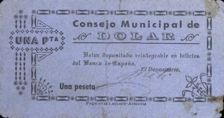 Аверс банкноты 1 dolar peseta (Hiszpania)