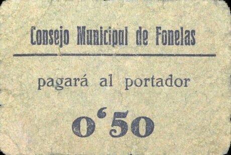 Аверс банкноты 0,50 песетас Фонелас (Испания)