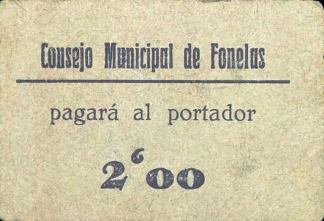 Аверс банкноты 2 pesetas fonelas (Spain)