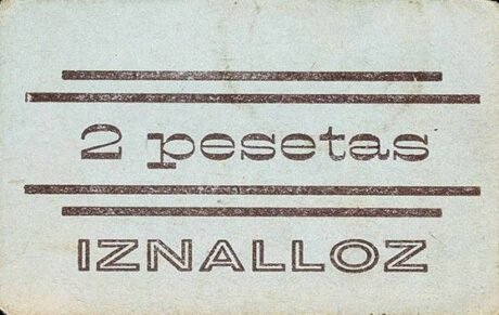Аверс банкноты 2 песеты Изналлоз (Испания)
