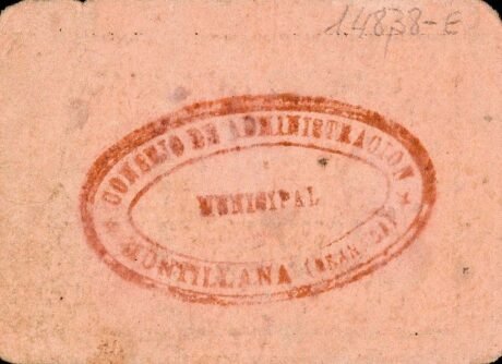 Реверс банкноты 25 centymów Montillana (Hiszpania)