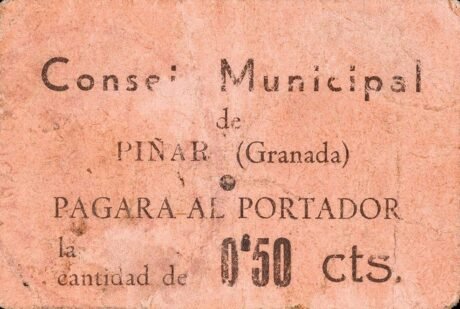 Аверс банкноты 50 сантимов Пиньяр (Испания)