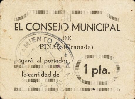 Аверс банкноты 1 peseta Piñar (Spain)