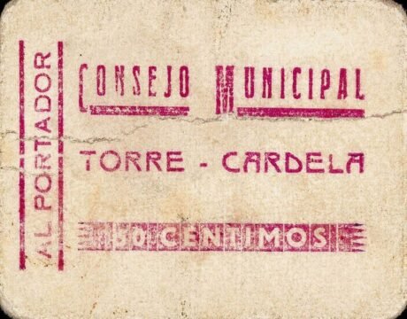 Аверс банкноты 50 сантимов Торре-Кардела (Испания)