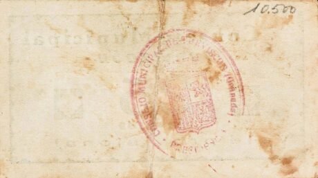 Реверс банкноты 25 сантимов Торвизкон (Испания)