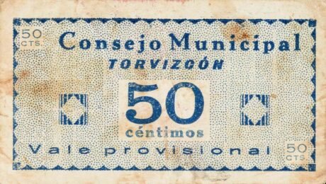 Аверс банкноты 50 сантимов Торвизкон (Испания)