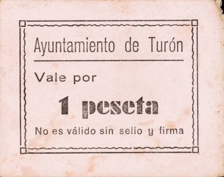 Аверс банкноты 1 peseta turon (Spain)
