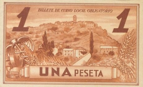 Реверс банкноты 1 peseta Ainsa (Spain) 1937