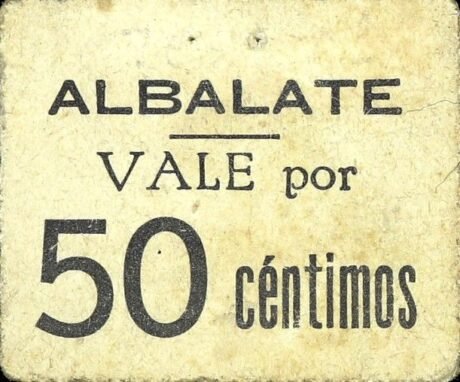 Аверс банкноты 50 centymów albalate de Cinca (Hiszpania)
