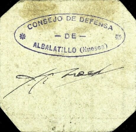 Реверс банкноты 25 centymów Albalatillo (Hiszpania)