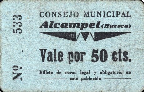 Аверс банкноты 50 centymów Alcampel (Hiszpania)