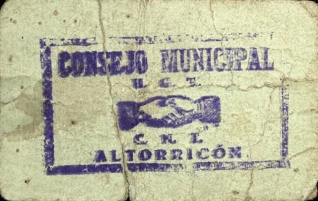 Реверс банкноты 50 сантимов Альторрикон (Испания)