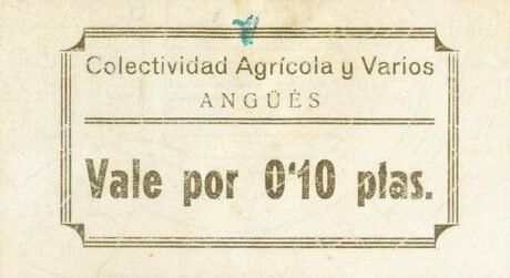 Аверс банкноты 0,10 Ангуэсские песеты (Испания)
