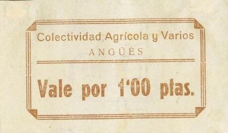 Аверс банкноты 1 Ангуэсская песета (Испания)