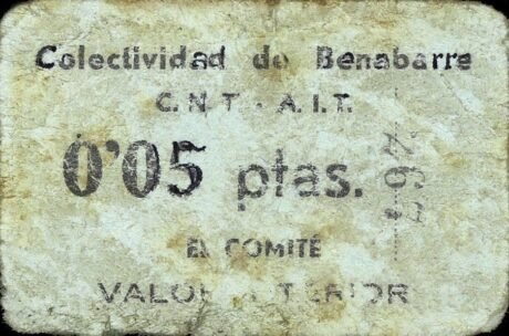 Аверс банкноты 0,05 песеты Бенабарре (Испания)