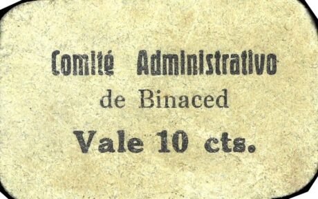 Аверс банкноты 10 centimo Binaced (Hiszpania)