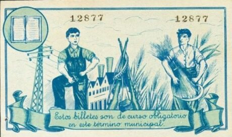 Реверс банкноты 50 centymów Binefar (Hiszpania) 1937