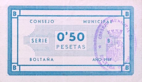 Реверс банкноты 0,50 peset Boltanya (Hiszpania) 1937