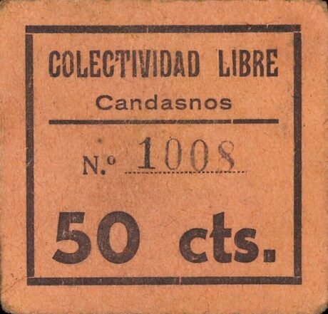 Аверс банкноты 50 centymów Candasnos (Hiszpania)