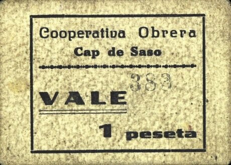 Аверс банкноты 1 Песета Кап де Сасо (Испания)