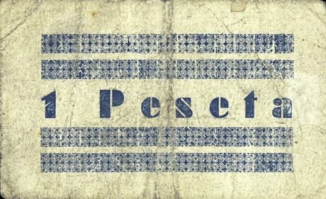 Реверс банкноты 1 peseta Castanes (Spain) 1937