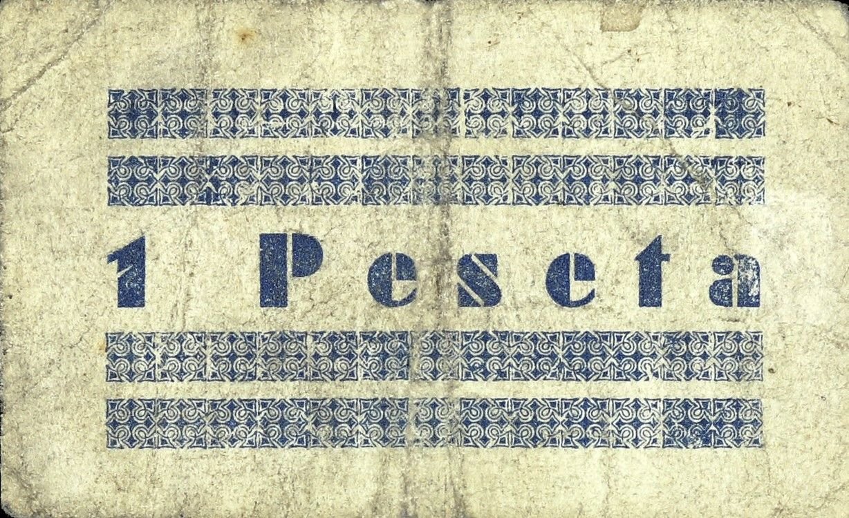 Реверс банкноты 1 песета Кастанеса (Испания) 1937 года