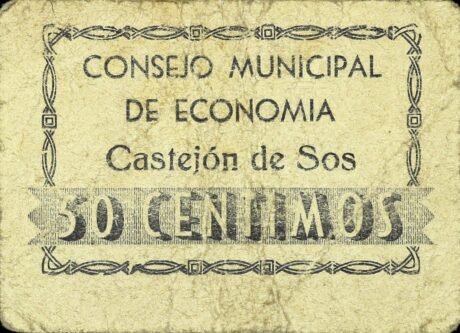 Аверс банкноты 50 centymów Castejon de Sos (Hiszpania)