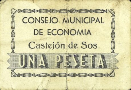 Аверс банкноты 1 peseta Castejón de Sos (Hiszpania)