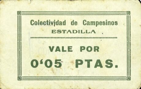 Аверс банкноты 0,05 peset Estadilla (Hiszpania) 1937