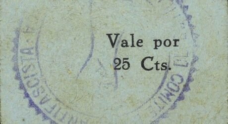 Аверс банкноты 25 centymów Estish de Cinca (Hiszpania)