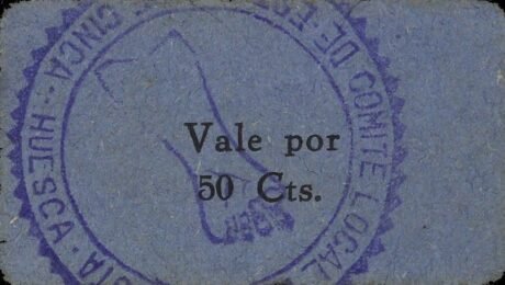 Аверс банкноты 50 сантимов Эстиш де Синка (Испания)