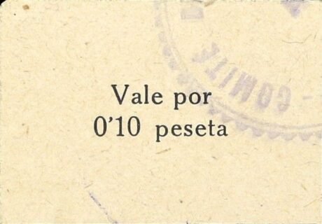 Аверс банкноты 0,10 pesety estopiñańskiej (Hiszpania)