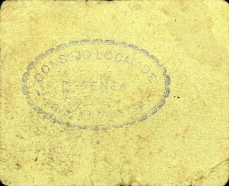 Реверс банкноты 25 сантимов Ла Пуэбла де Кастро (Испания)