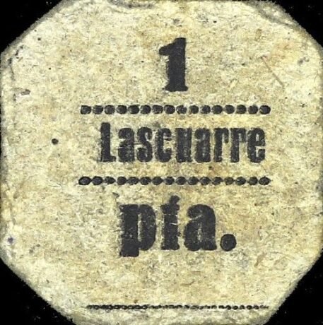 Аверс банкноты 1 peseta Lascuarre (Spain)