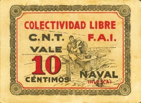 Аверс банкноты 10 сентимо военно-морских сил (Испания)