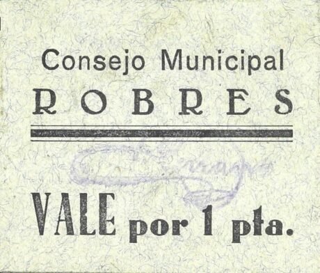 Аверс банкноты 1 песета Робрес (Испания)