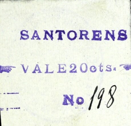 Аверс банкноты 20 Santorens Santorens (Hiszpania)