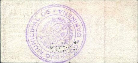 Реверс банкноты 50 centymów Sarinyena (Hiszpania) 1937