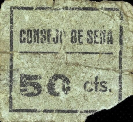 Аверс банкноты 50 centymów siana (Hiszpania)