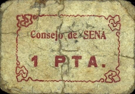 Аверс банкноты 1 песета сена (Испания)
