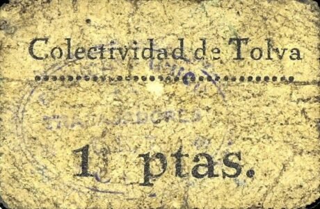 Аверс банкноты 1 песета толва (Испания)