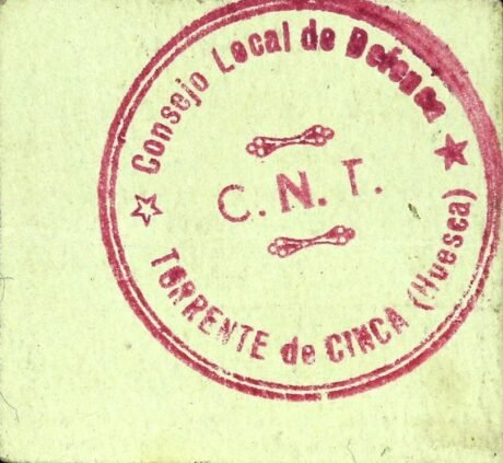 Реверс банкноты 10 centymów Torrente de Cinca (Hiszpania)