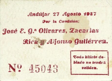 Реверс банкноты 10 centymów Andujar (Hiszpania) 1937