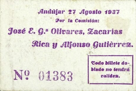 Реверс банкноты 10 centymów Andujar (Hiszpania) 1937