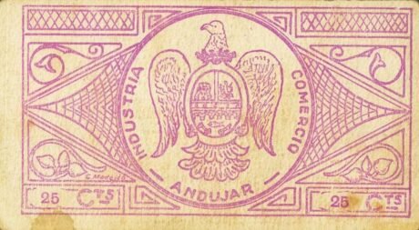 Реверс банкноты 25 сантимов Андухар (Испания) 1937 года