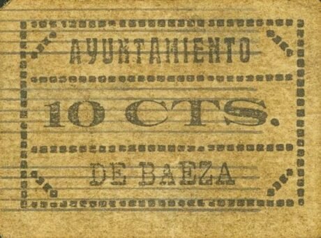 Аверс банкноты 10 centymów Baeza (Hiszpania)