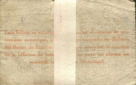 Реверс банкноты 50 centymów Beas de Segura (Hiszpania)