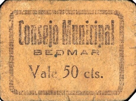 Аверс банкноты 50 centymów Bedmar (Hiszpania)