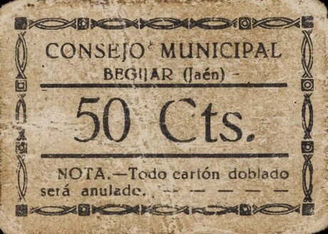 Аверс банкноты 50 centimes Beguijar (Hiszpania)