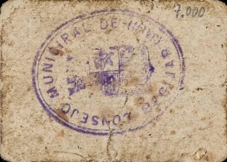 Реверс банкноты 50 centimes Beguijar (Hiszpania)